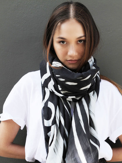 D/Luca Feather Black Unconditional - Silk Cotton Scarf