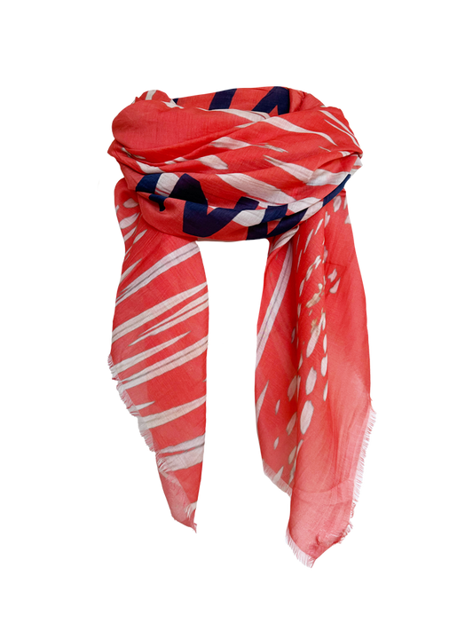 D/Luca Feather Coral Unconditional - Silk Cotton Scarf