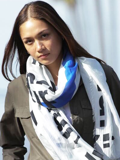 D/Luca Typo White Unconditional - Silk Cotton Scarf