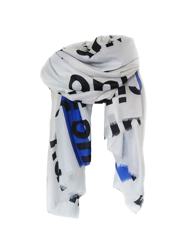 D/Luca Typo White Unconditional - Silk Cotton Scarf