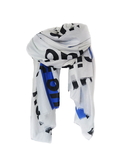 D/Luca Typo White Unconditional - Silk Cotton Scarf